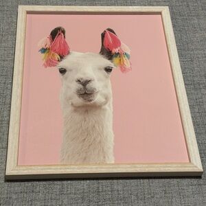Llama Wall Art with Pink Background